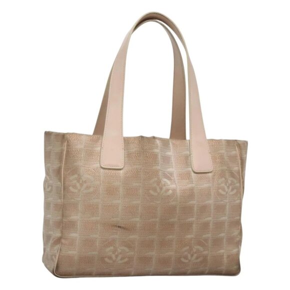 CHANEL New Travel Line Tote Bag Nylon Beige CC Auth BA2277 - Picture 1 of 15